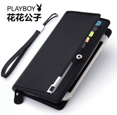 READY STOCK Men Wallet Men&#39;s Hand Bag Clutch Zipper Long Wallets Bags Man Business Bag