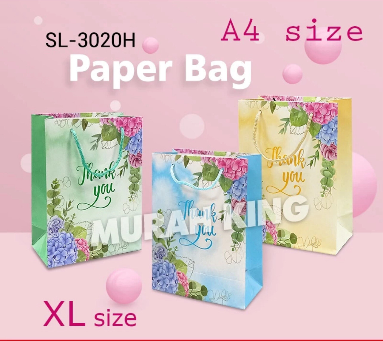 ￼PAPER BAG XL size A4 size /GIFT BAG/ BAG MURAH / BAG JAMUAN / GOODIES BAG / WEDDING GIFT / SL-3020N Paper Bag 20pcs