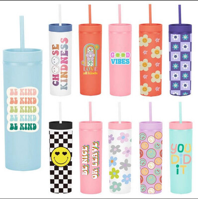 2023 New Style Plastic Straight Cup Creative Fashion Cup Straw Cup Simple Water Cup