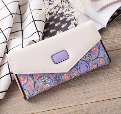 Women&#39;s Korean-Style Printed Long Wallet Women&#39;s Handbag Buckle Wallet