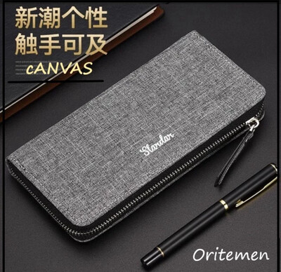 Canvas Long Wallet High Quality Men&#39;s Quality Thinness Long Wallet Business Dirt Resistant 帆布男士长款钱包