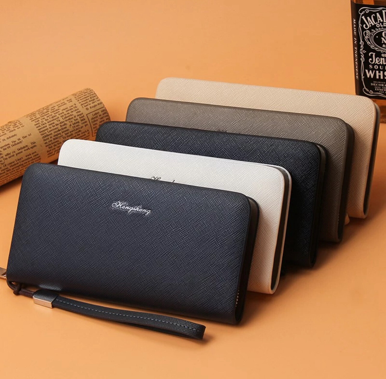 Men Wallet PU Leather Wallet Long Card Holder Mobile Phone Clutch Bag MNKG