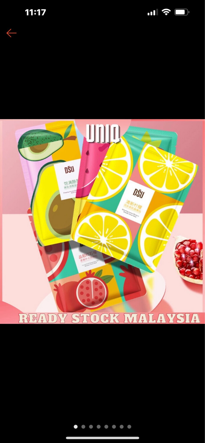 READY STOCK UNIQ Natural Essence Facial Mask Masker Muka Melembapkan Kulit 25pcs