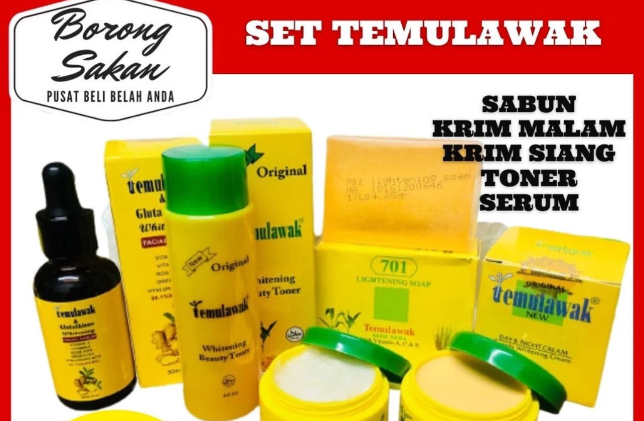 ✔POS HARI NI✔ 5 in 1 SET TEMULAWAK KRIM TONER SABUN SERUM SKINCARE SET SOAP CREAM TONER SERUM KULIT CERAH JERAWAT HILANG