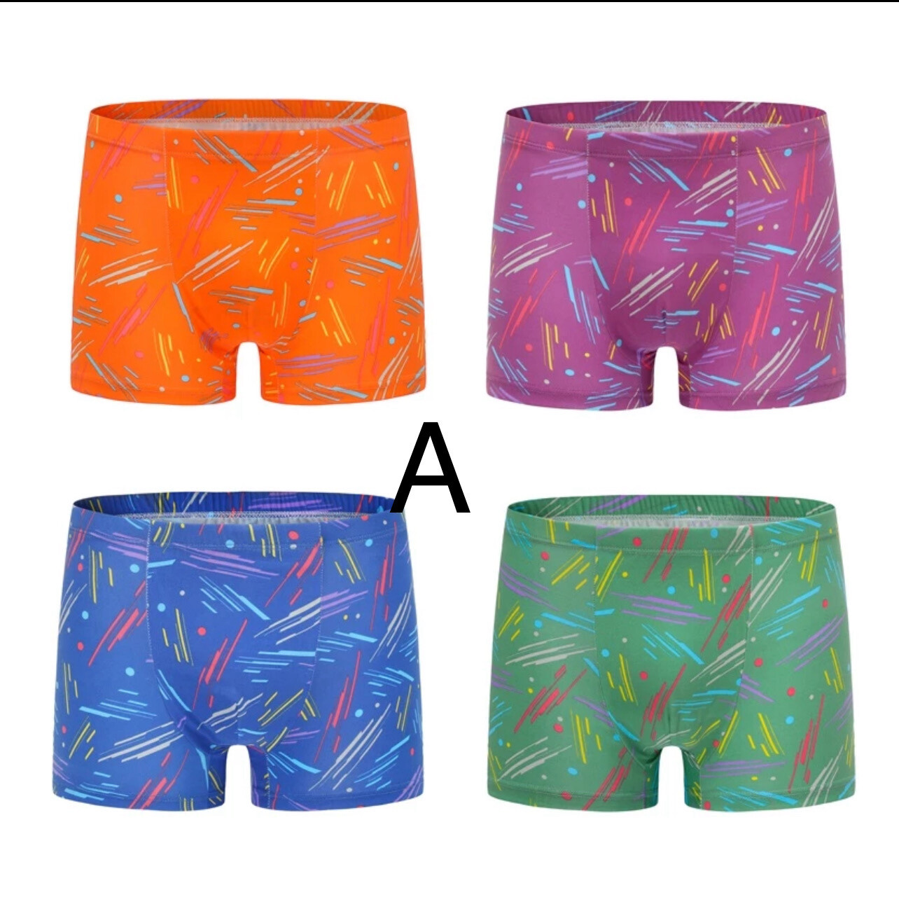 ￼【4PCS】Men&#39;s Underwear Milk Silk Boxer Undearpant Breathable  Undearpant Elasticity Soft Panties Smooth Briefs 1set