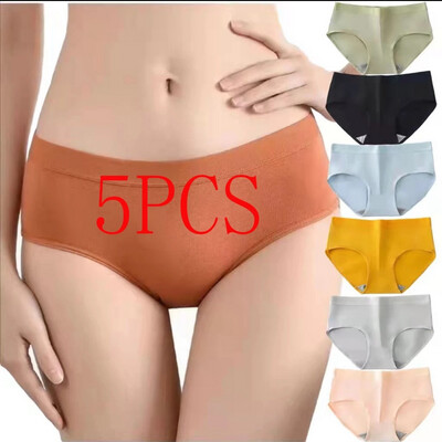 ￼5 PCS Japanese Cotton Panties Underwear Women Plus Size Briefs Seluar Dalam Wanita Ladies Breathable Underpants 1set 5pcs