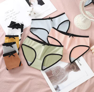 ￼5 PCS Women Cotton Panties Underwear Breathable No Trace Antibacterial Panty 1set 5pcs