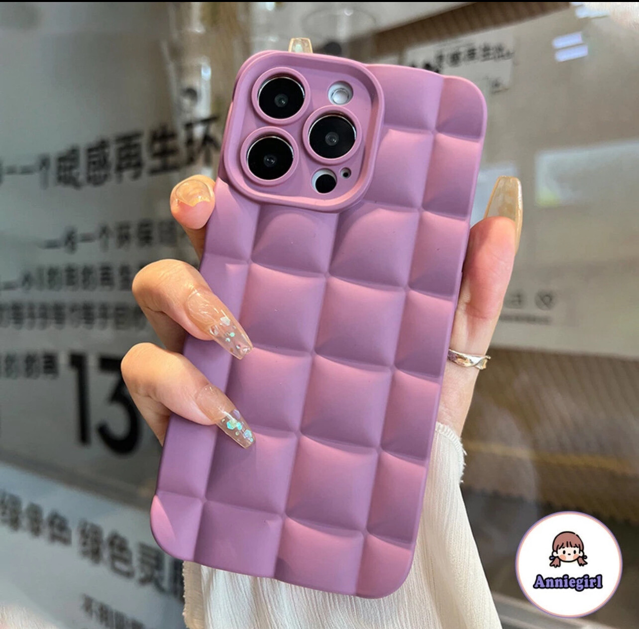 Purple 3D Lattice Liquid Silicone Matte Iphone Case Full Body Thicken Camera Protector Shockproof Phone Case Compatible for IPhone 14 13 12 11 Pro Max X Xs XR 8 7 6 Plus SE (❤️ Mix Buy 4Pcs)