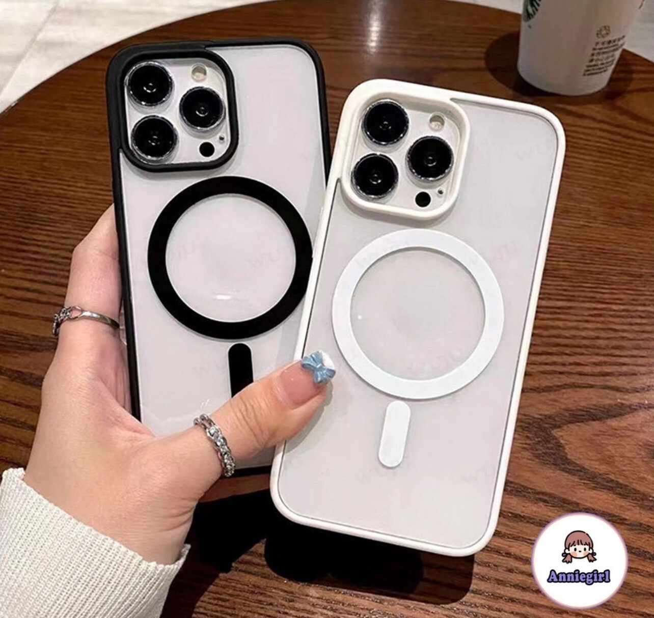 Magnetic Crystal Clear IPhone Case Compatible for Wireless Charging IPhone 11 14 Pro Max 13 Pro Max 12 Acrylic Back Cellphone Cover (❤️ Mix Buy 4pcs)
