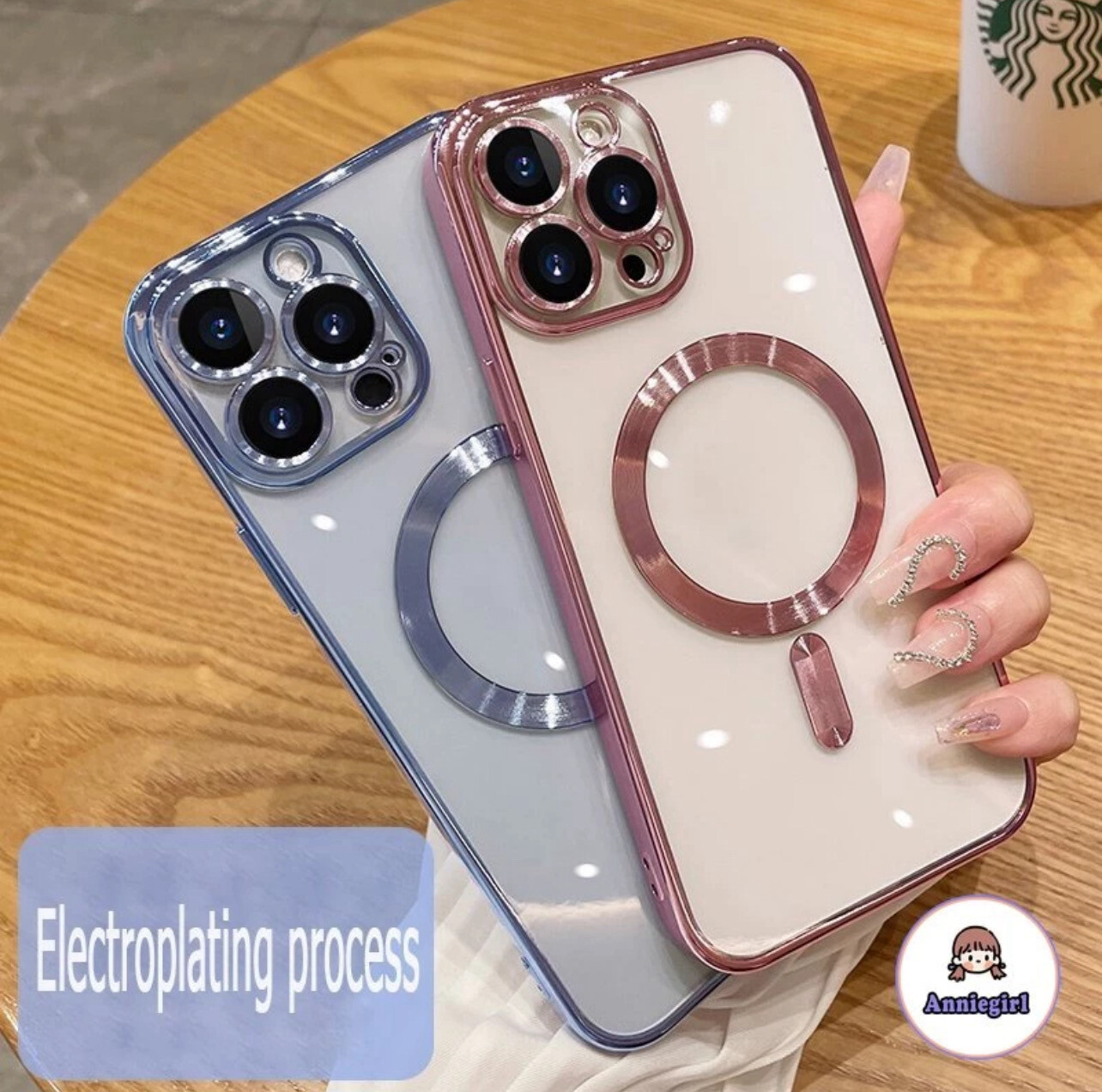Simple Black Plating Magnetic Phone Case Compatible for Wireless Charging IPhone 11 15 14 Pro Max 13 Pro Max 12 Clear Back Cellphone Cover (❤️ Mix Buy 4pcs)