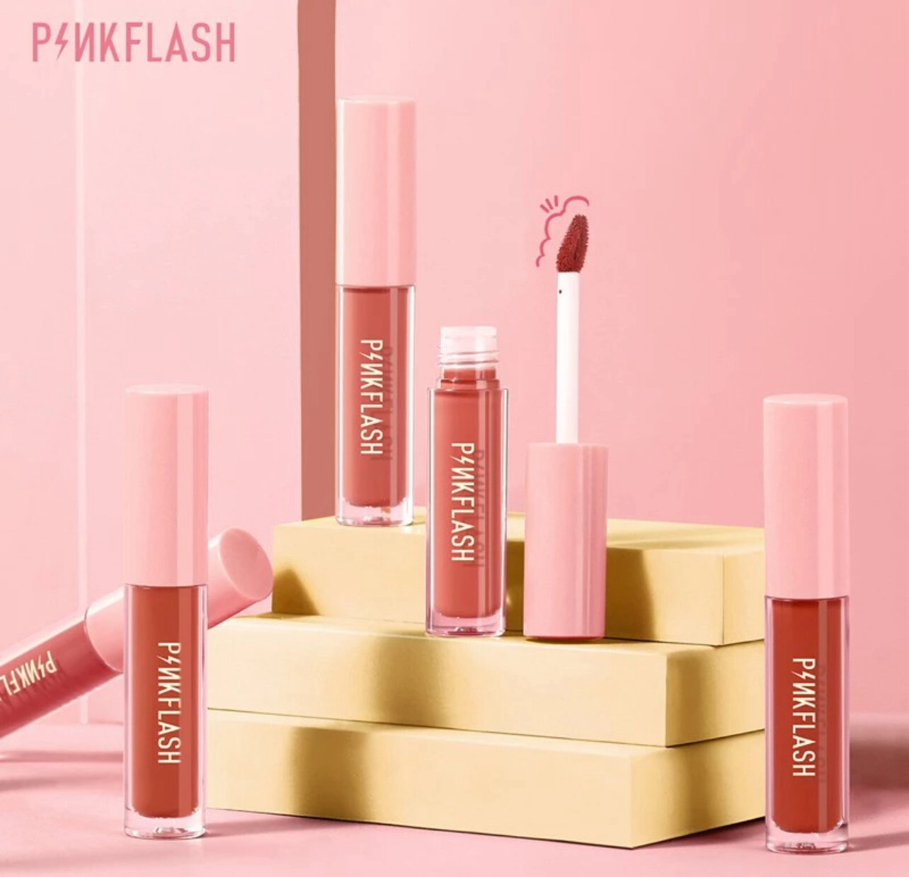 PINKFLASH 3PCS Lip Set OhMyKiss Matte Liquid Lipstick Soft VE Moisturizing Long Lasting Cosmetics Cruelty-Free 2set 6pcs