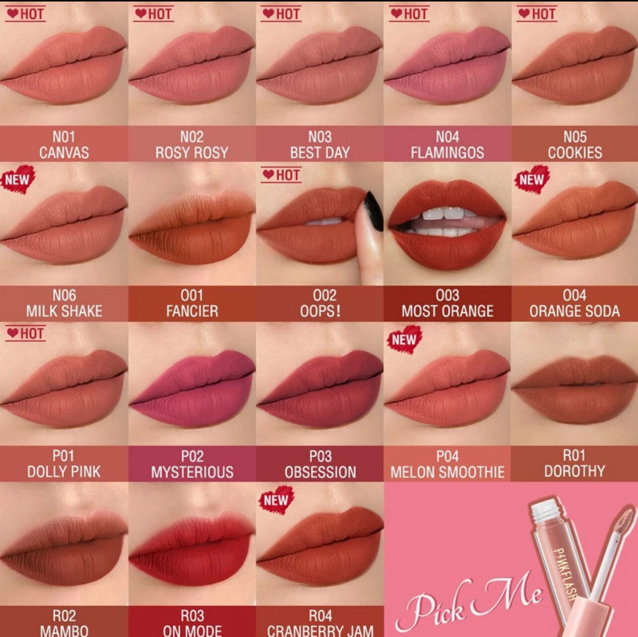 PINKFLASH OhMyKiss Liquid Lipstick Soft Matte VE Moisturising Long lasting 6pcs