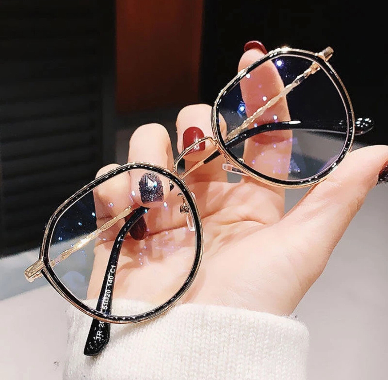 Women Men Fashion Round Myopia Glasses Oversized Eyeglasses Frames Students Metal Clear Glasses -1.0 -1.5 -2.0 -2.5 -3.0 to -6.0 (🌸 Mix Buy 2pcs)