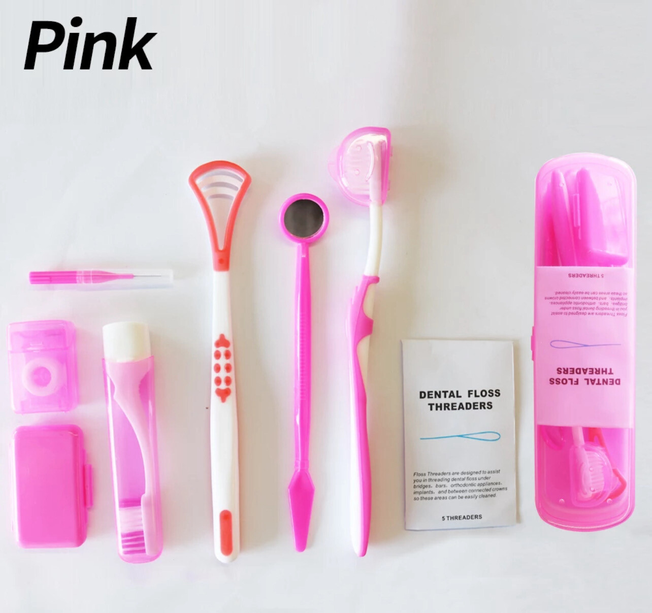 1box 8Pcs Orthodontic Oral Care Cleaning Braces Dental Teeth Kits Toothbrush Foldable Dental Mirror Interdental Brush Cleaning Set Travel Set 2set