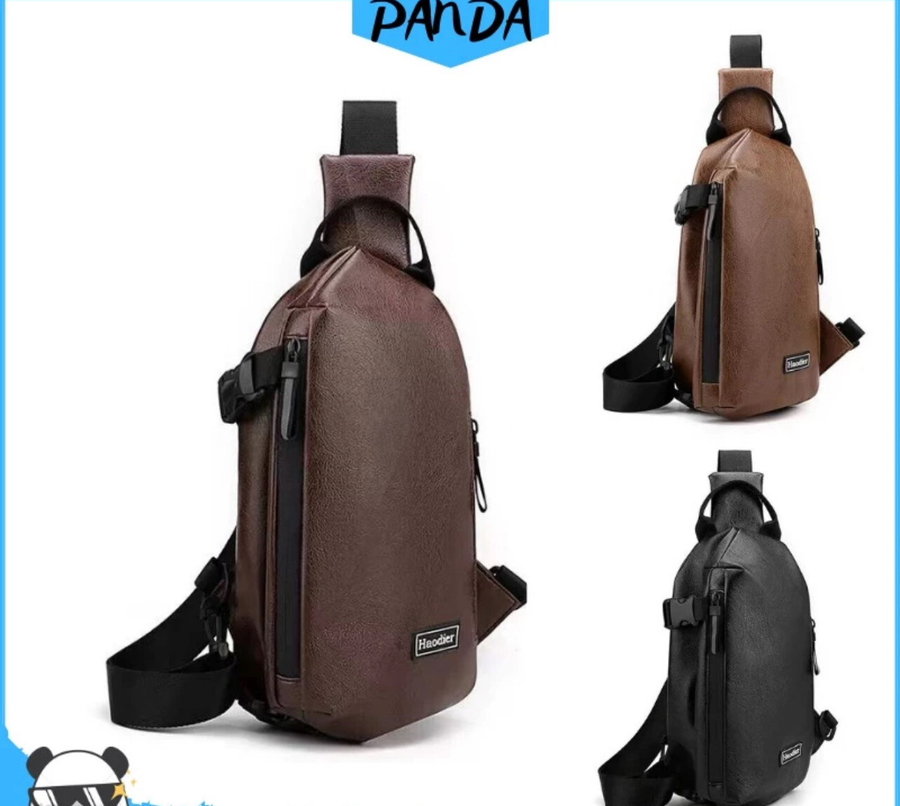 B117 ReadyStockLelaki USB Crossbody Bag USB Leather Chest Pouch Multi Compartments