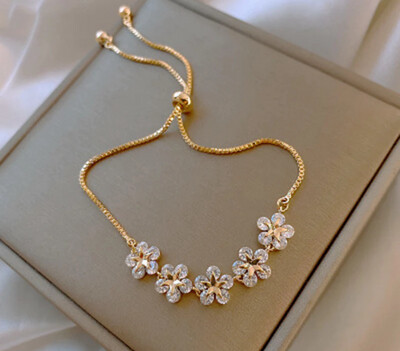 J&amp;L Fashion Bracelet Jewelry Korea Alloy Crystal Flower Bracelet for Women4pcs