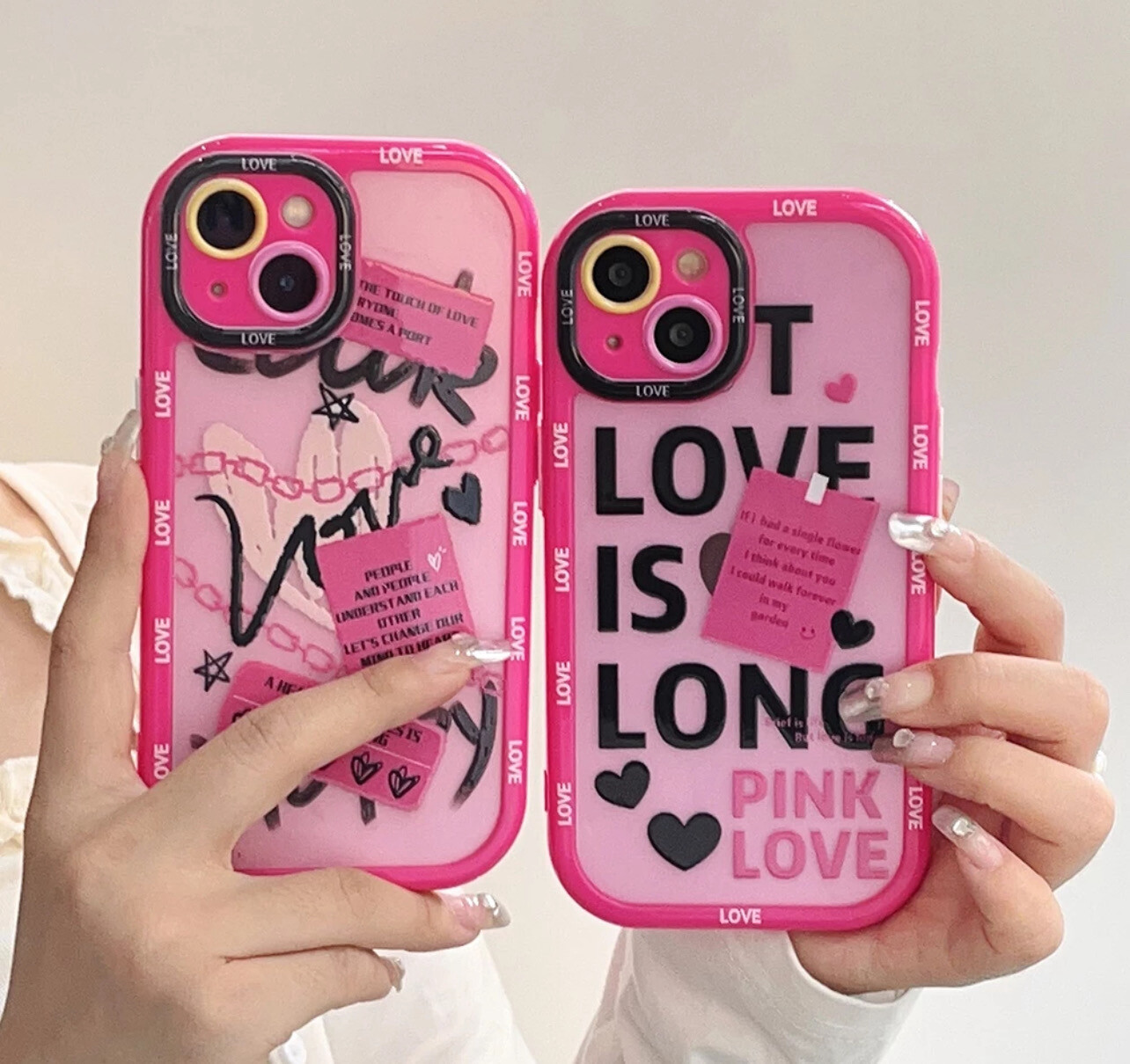 Love Letter Fashion Women Phone Casing Case for iPhone 14 Pro Max 15 Rose Red Cover Y2K Girls 11 12 13Pro Hard Smartphone Shell Gifts 2pcs