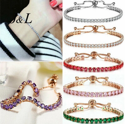 JL Colorful Alloy Rhinestone Crystal Bracelet for Woman 7pcs