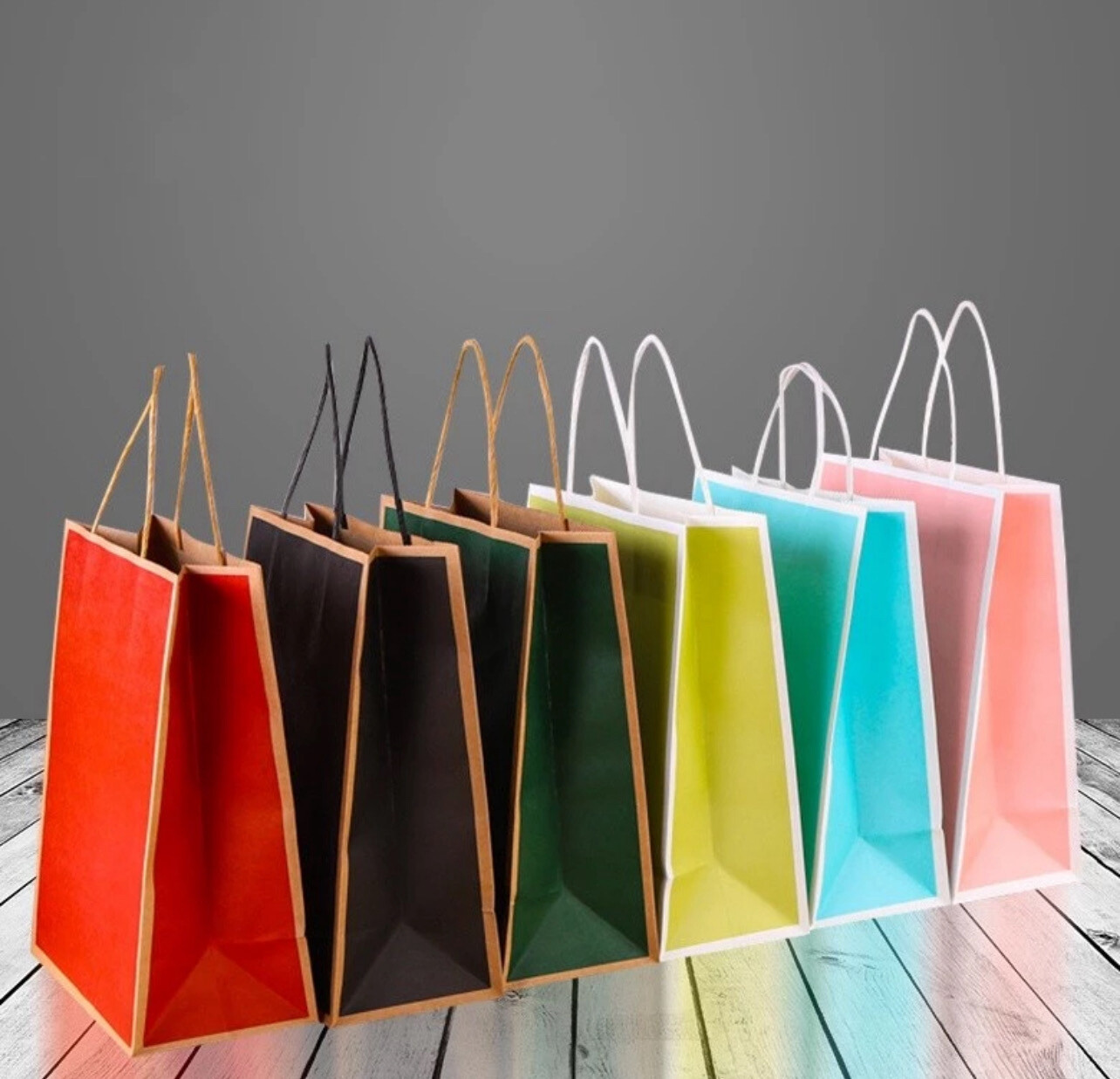 Popkozzi Plain Colour Kraft Paper Bag Birthday Paper Bag Shopping Paper Bag Door Gift Paper Bag - size small 15x8x21CM (20pcs)