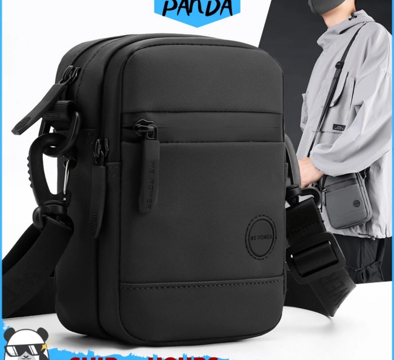 B157 PandaShop WEPOWER PU Waterproof Man Waist Bag Sling Bag Men Shoulder Bag Chest Bag Motor Riding Bike