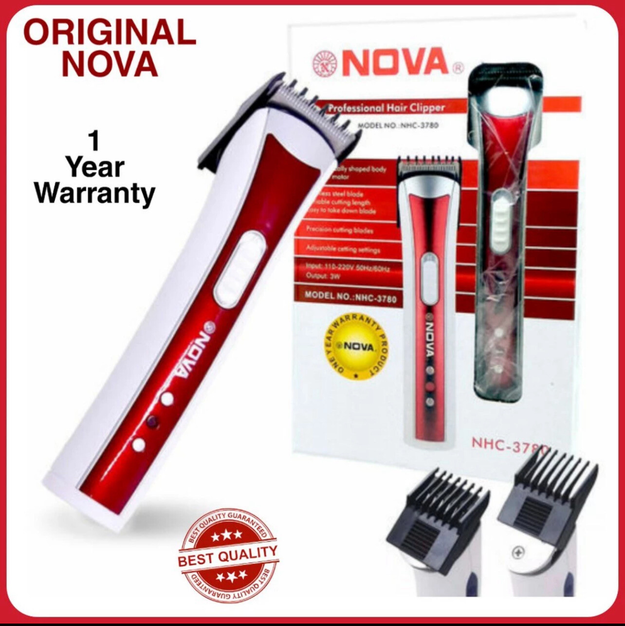 Nova NHC3780 Rechargeable Hair Clipper/Shaver/Trimmer/Cutter.(ready stock) (random colour)