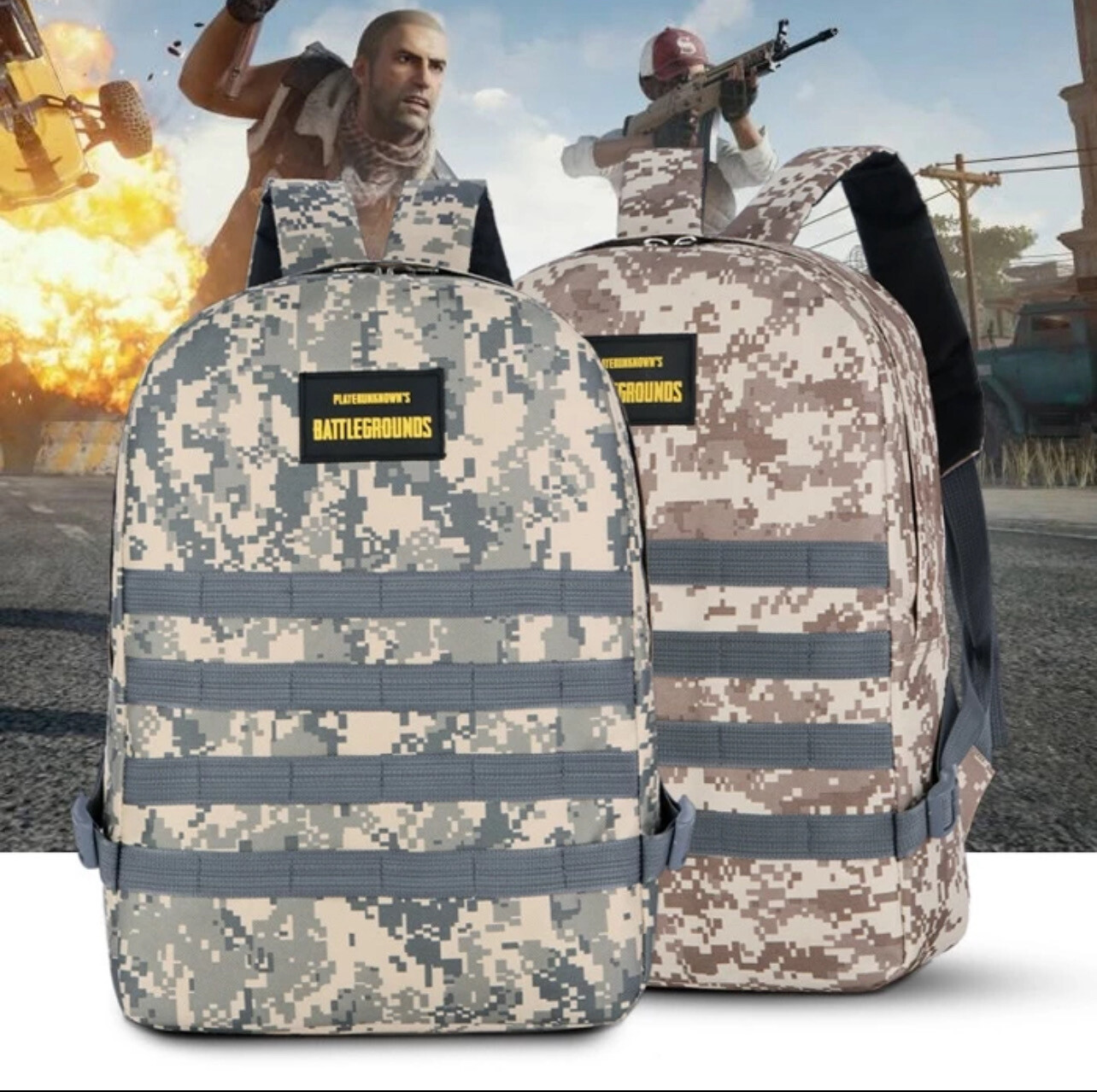 ￼BBD Army Military PUBG Gamer Outdoor Travel Backpack SK554 2pcs