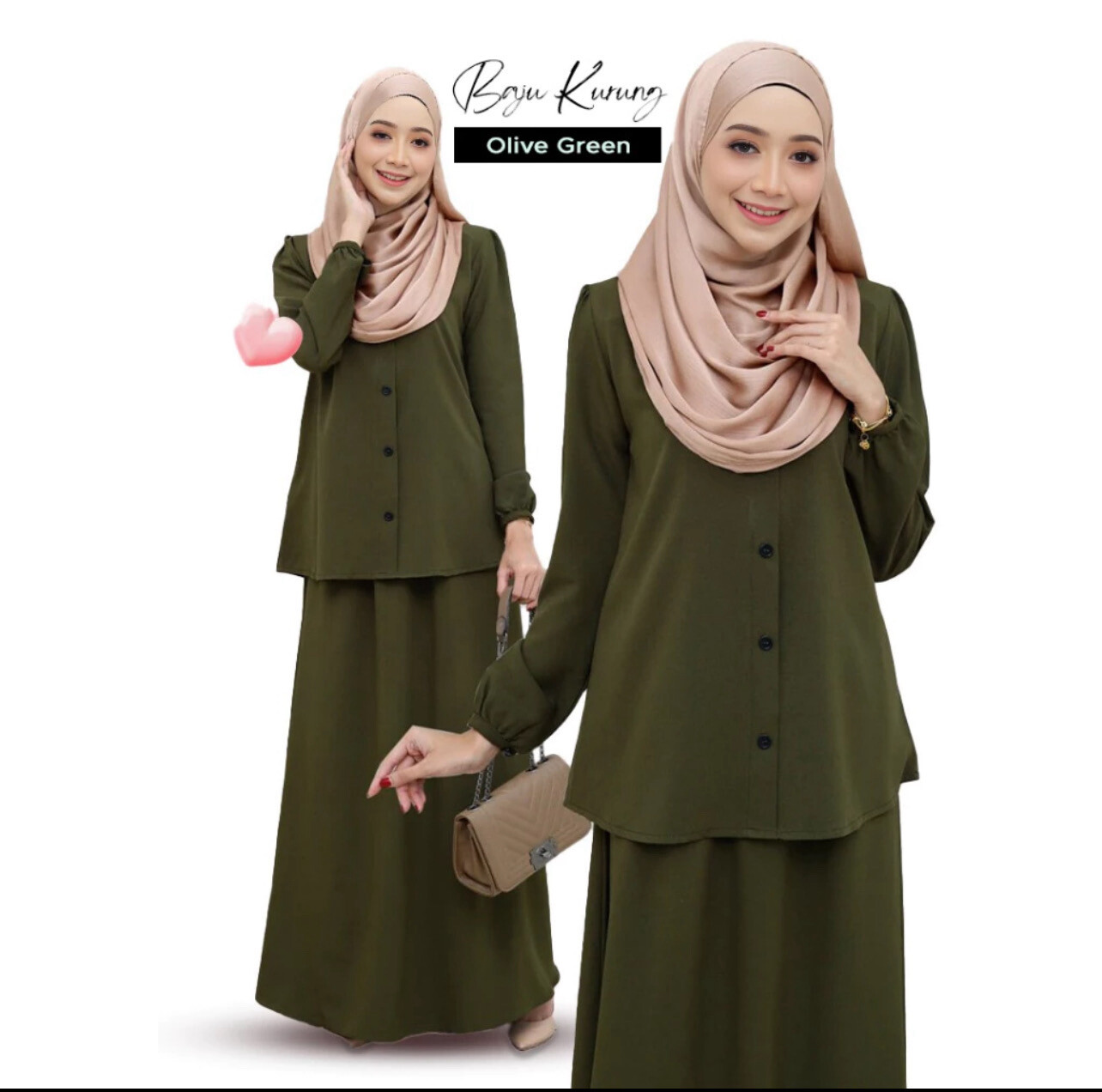 ￼PLUS SIZE KURUNG EMILIA BAJU KURUNG PLAIN MURAH MINI MODEN BLOUSE BUTTON &amp; SKIRT LABUH MUSLIMAH SUIT SET WUDHUK FRIENDLY