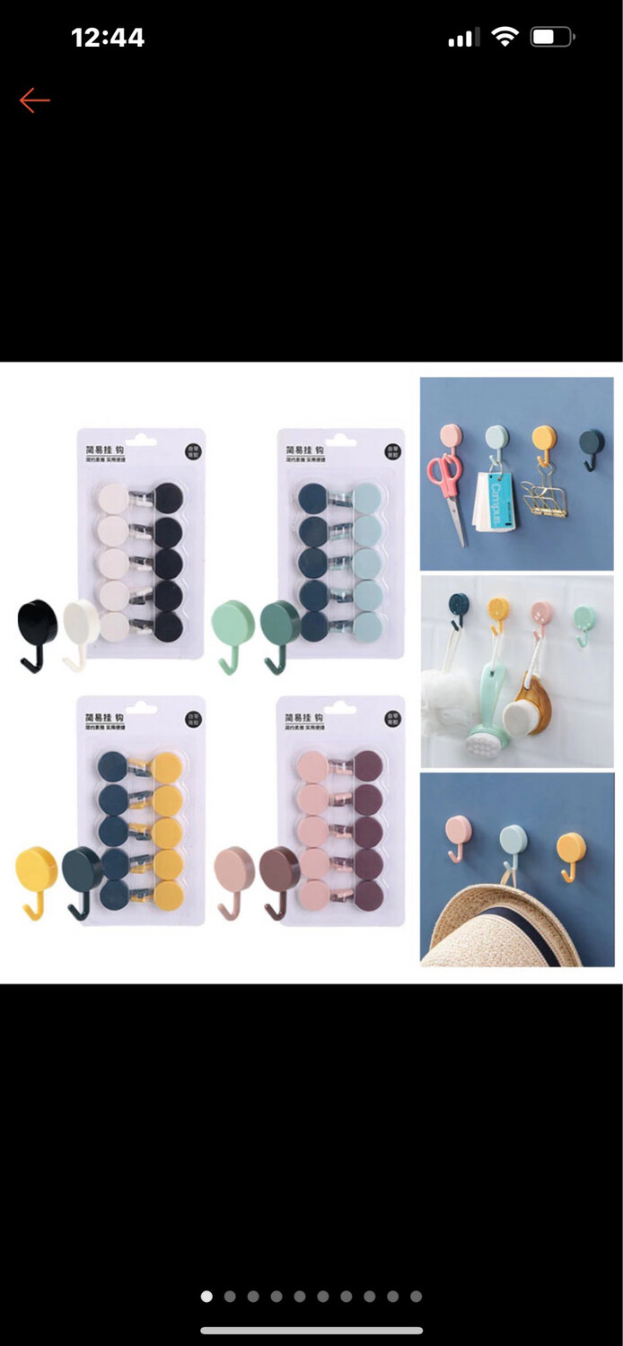 ￼BBD 10PCS Cute Wall Pasted Sticker Hook Strong Adhesive Hanging Bathroom Kitchen L106 5set