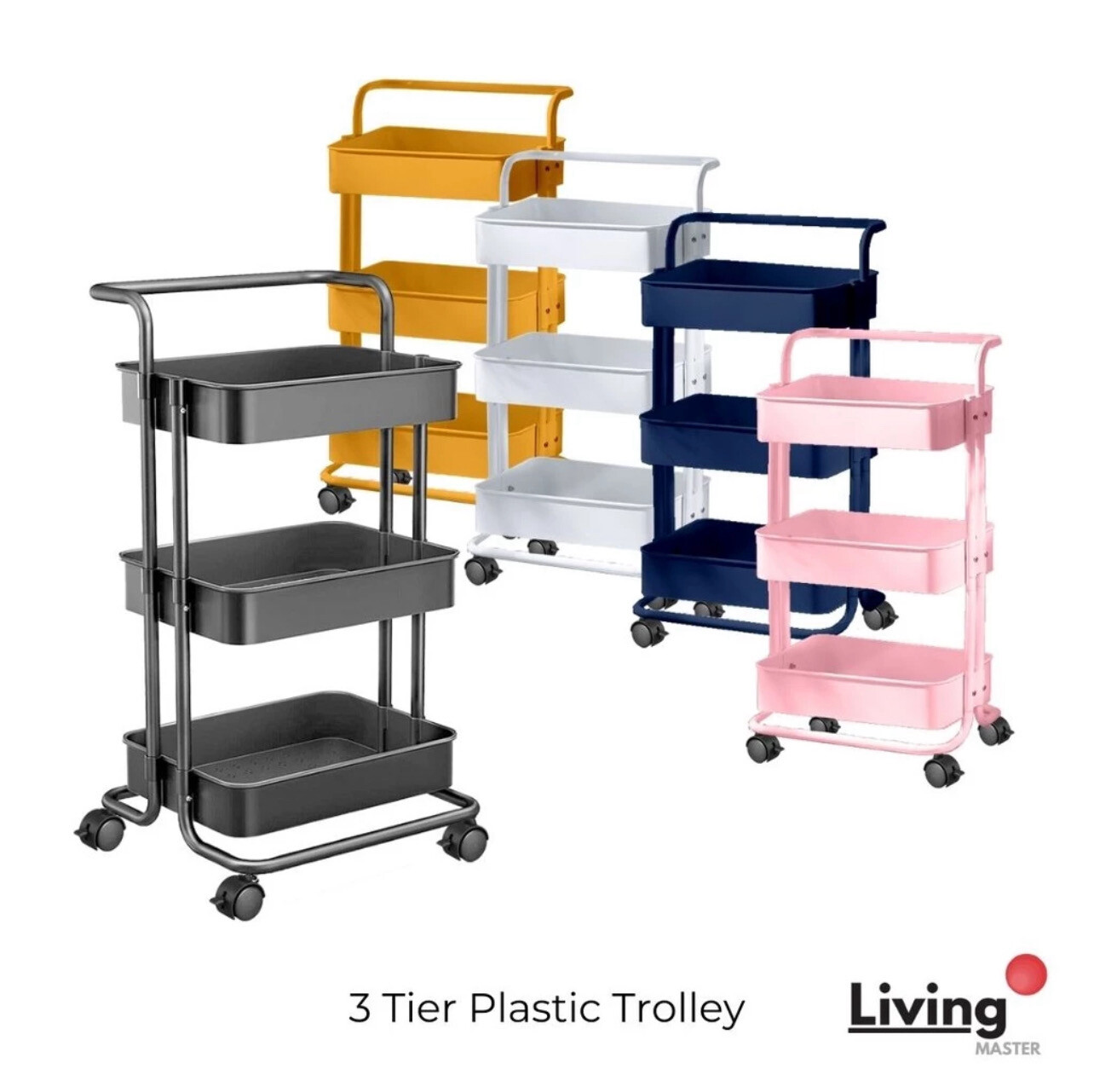 Ready Stock Multi-Purpose 3 Tier Plastic Trolley Utility Cart Rolling  Trolley Rolling Utility Cart Home Storage Shelf