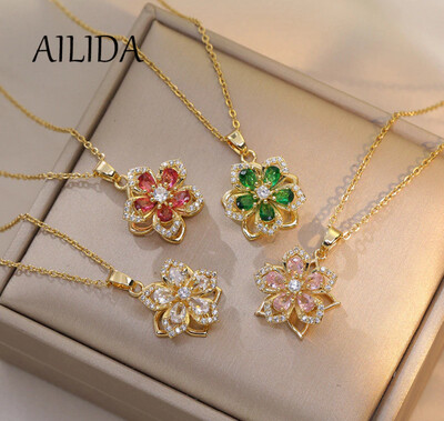￼T Titanium Steel Necklace Love Light Luxury Banquet Wedding Female Influencer Versatile Clavicle Chain 2pcs
