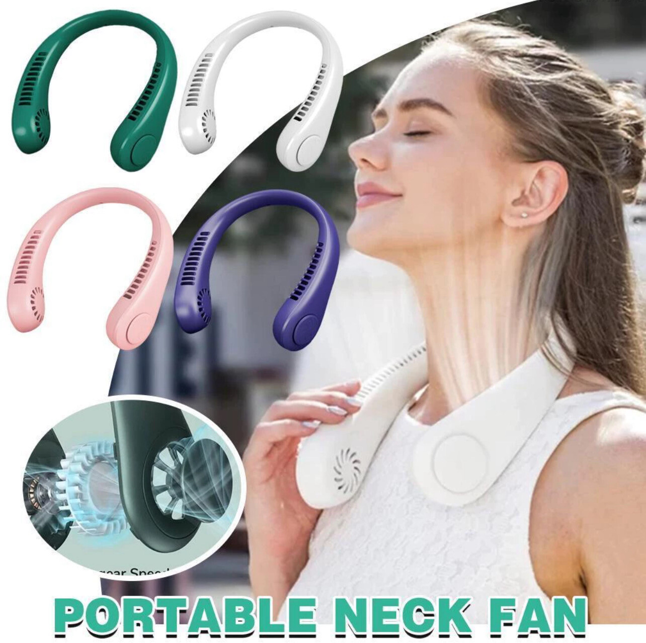 Mini Neck Fan Bladeless Cooling USB Rechargeable 3 Wind Speed Sports Fans Ventilator Cooling kipas leher kipas mini 挂脖风扇