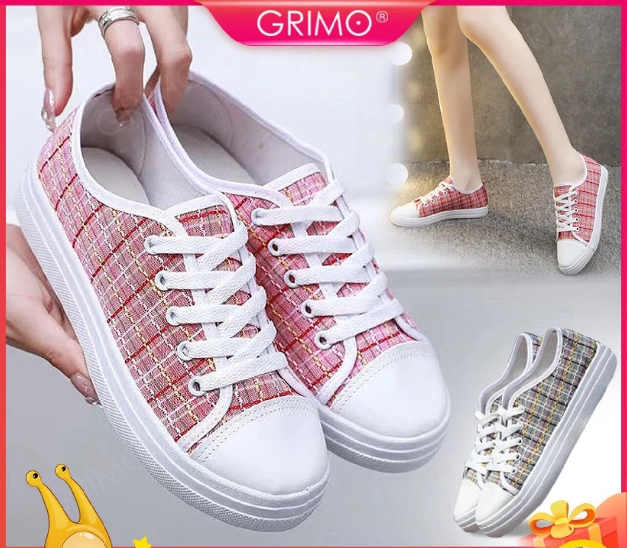￼READY STOCK💝GRIMO Brisquare Sneaker Women&#39;s Sport Shoes Kasut Outdoor Lelaki Wanita Men&#39;s Sneakers Shoe Travel ks14517