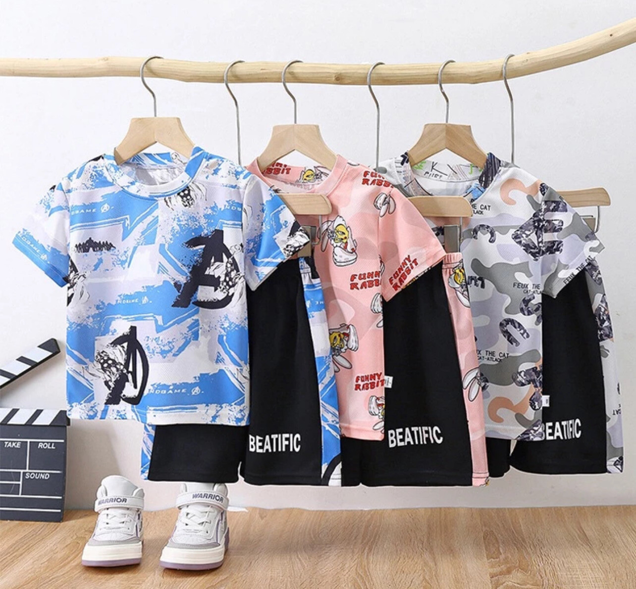 ￼Kids Clothing Boy Girl Camouflage T-Shirt Two-piece Big Children&#39;s Clothes Jersey Short Sleeve Suit 1set