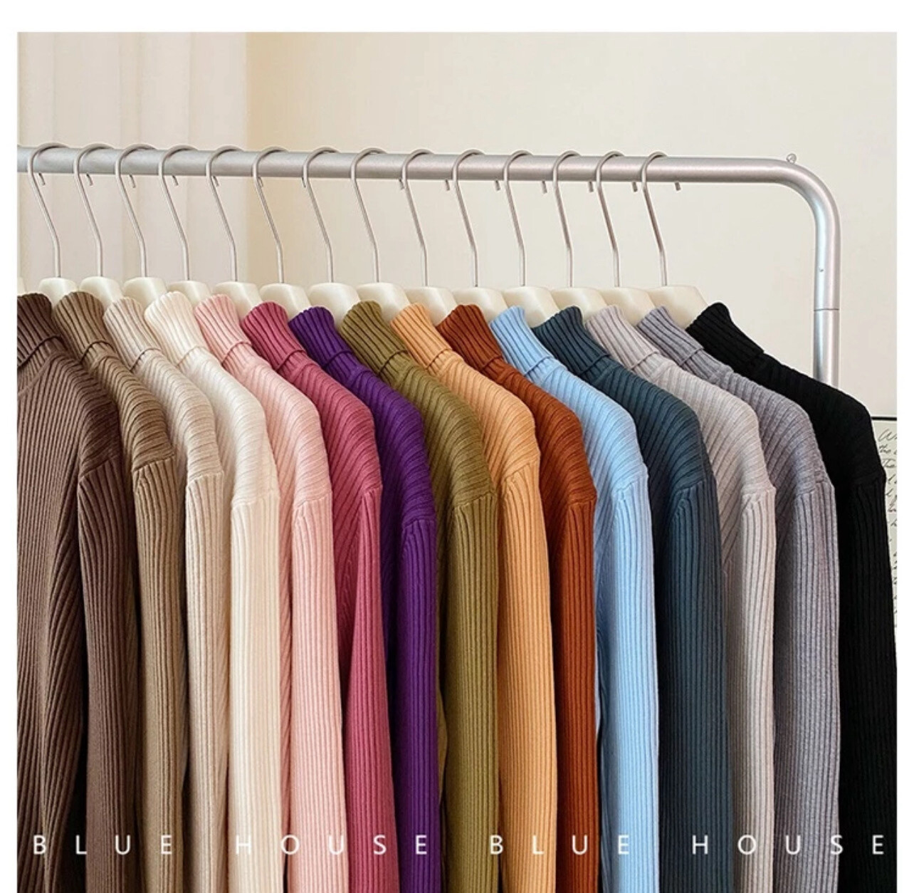 ￼Korean Style Women Ladies Autumn Winter Slim Knitted Knitwear Knit High Neck Tops Long Sleeve Shirt Blouse Baju Baju Wanita Lengan Panjang