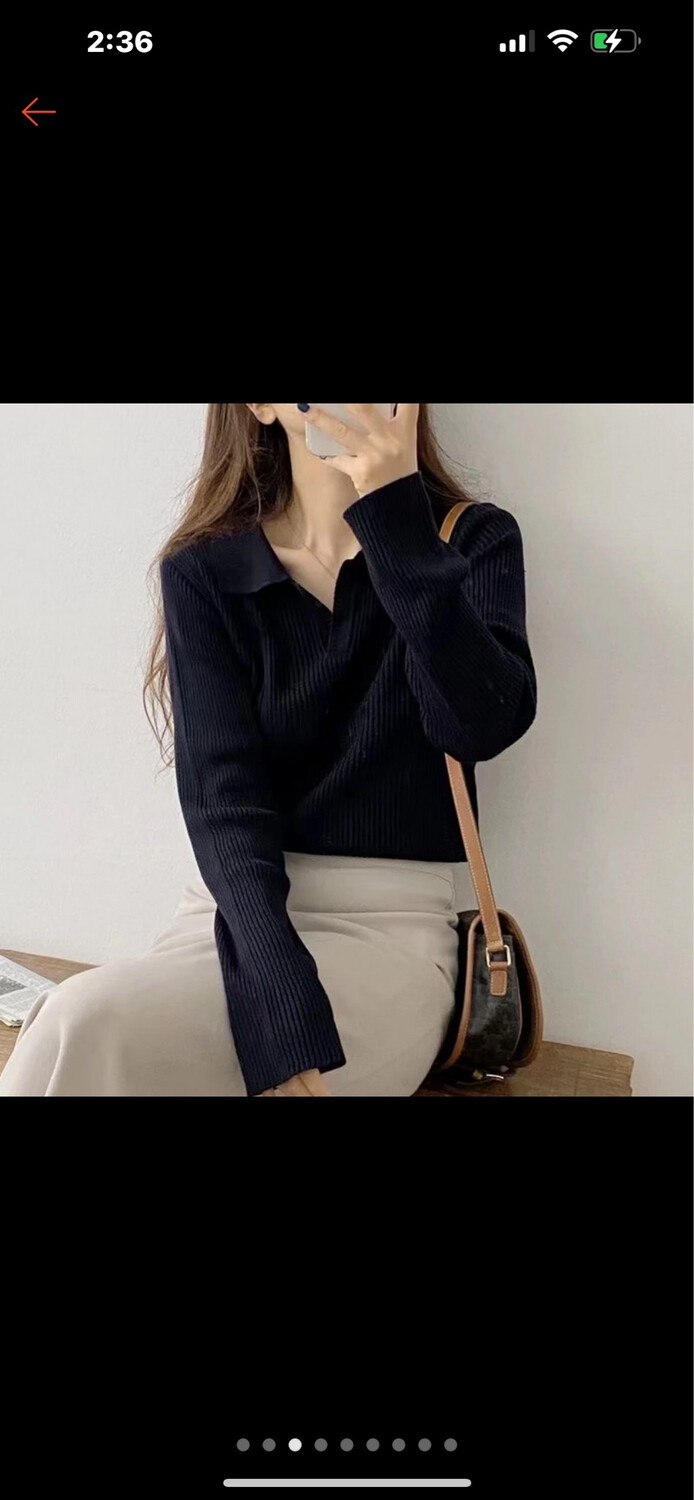 ￼Korean Style Women Ladies Slim Knitted Long Sleeve Shirt Blouse Baju Baju Wanita Lengan Panjang New Ready Stock