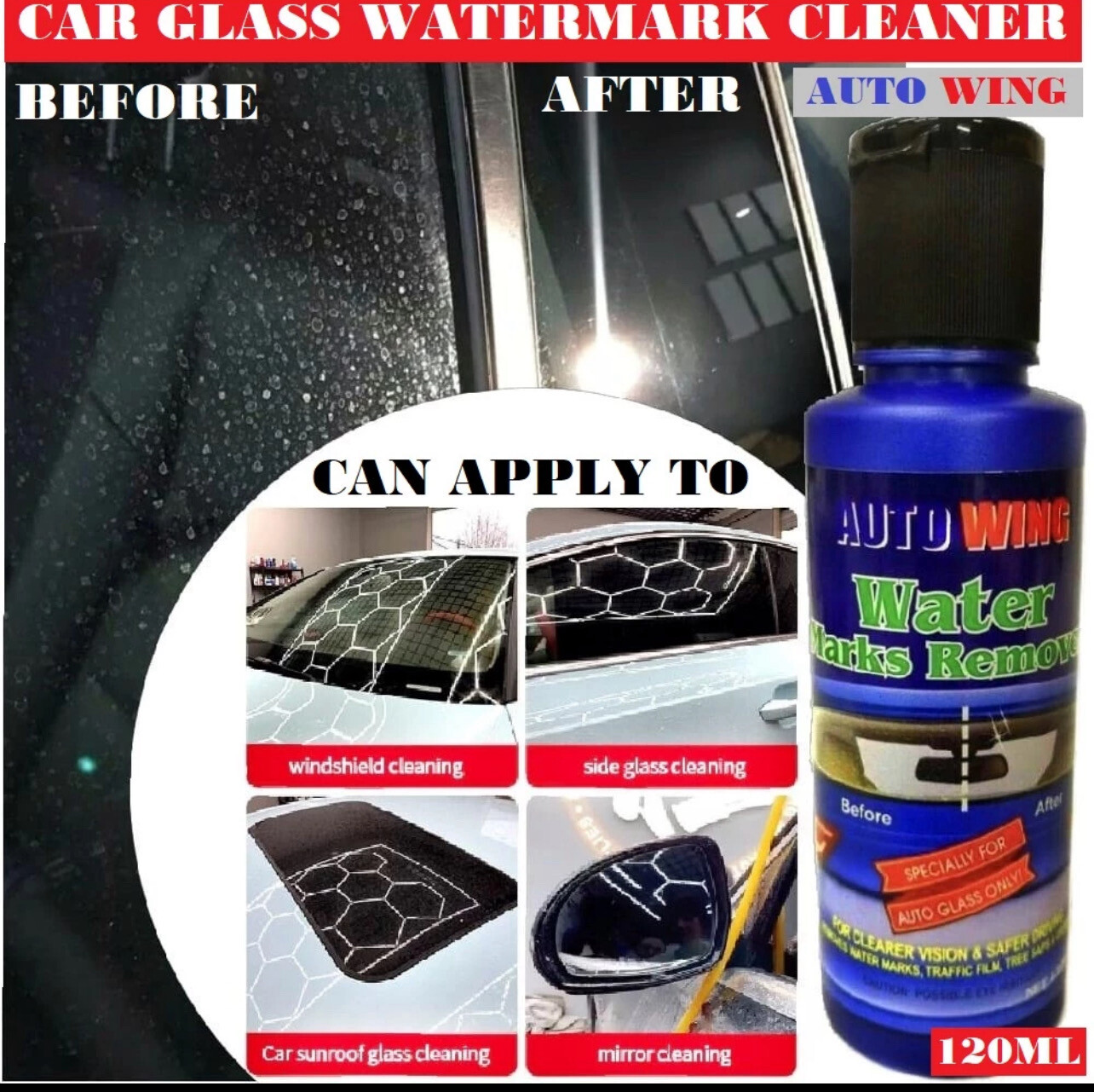 ￼Car Windscreen Cleaner Windshield Glass Watermark Water Spot Remover Window Coating Cuci Cermin Kereta Kalis Water Mark 2bottle