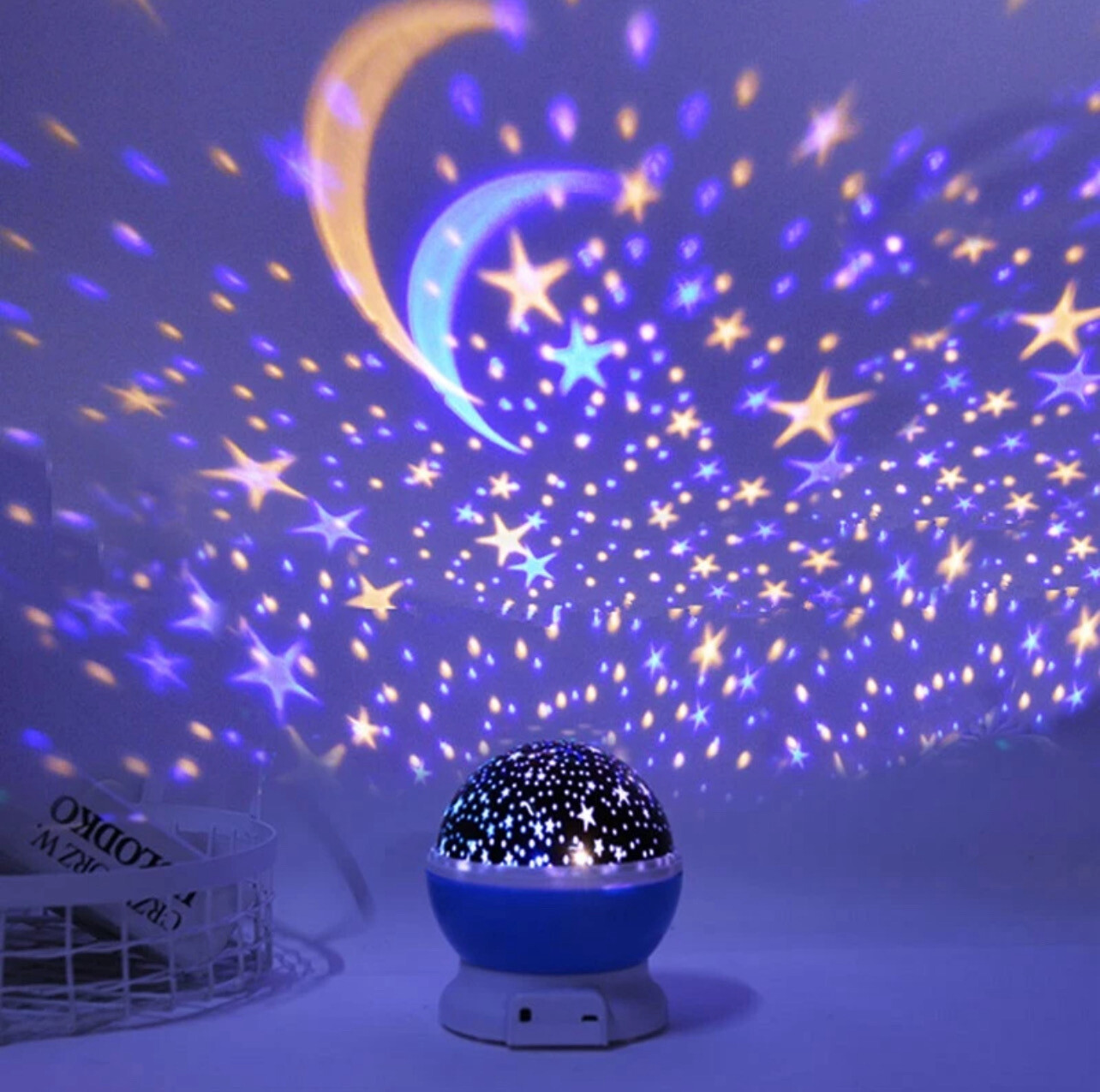 ￼Moon&amp;Star Master Lamp Projector LED Rotating Sky Night Light Romantic Projection for Home Room Bedroom Decor