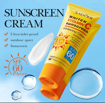 ￼ROREC SADOER SPF60+ PA+++ Vitamin C Sunscreen Whitening Cream Anti-Sweat Refreshing Waterproof Sunblock 40g 2pcs