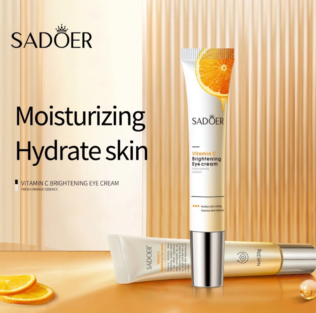 ￼ROREC SADOER Vitamin C Brightening Eye Cream Fresh Orange Essence Hydrating Moisturizing Eye Care Eye Cream 20g 5pcs