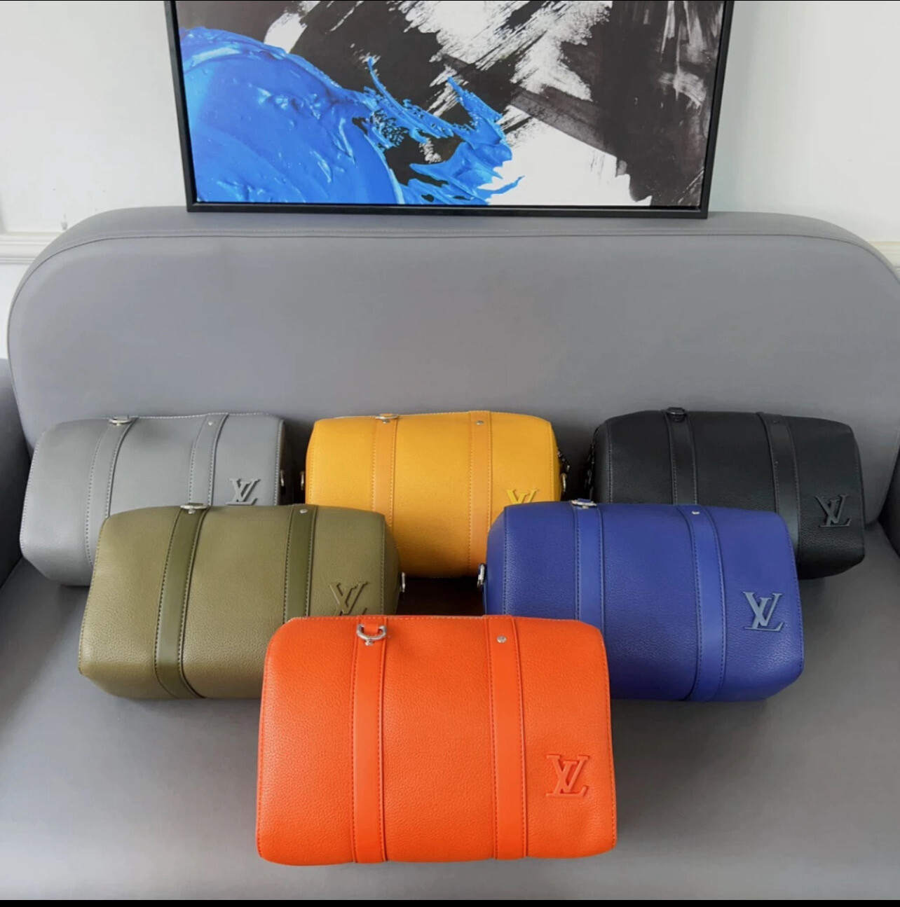Ready stock LV [Box+dustproof belt] L new City Keepall round cylinder bag shoulder bag handbag couple