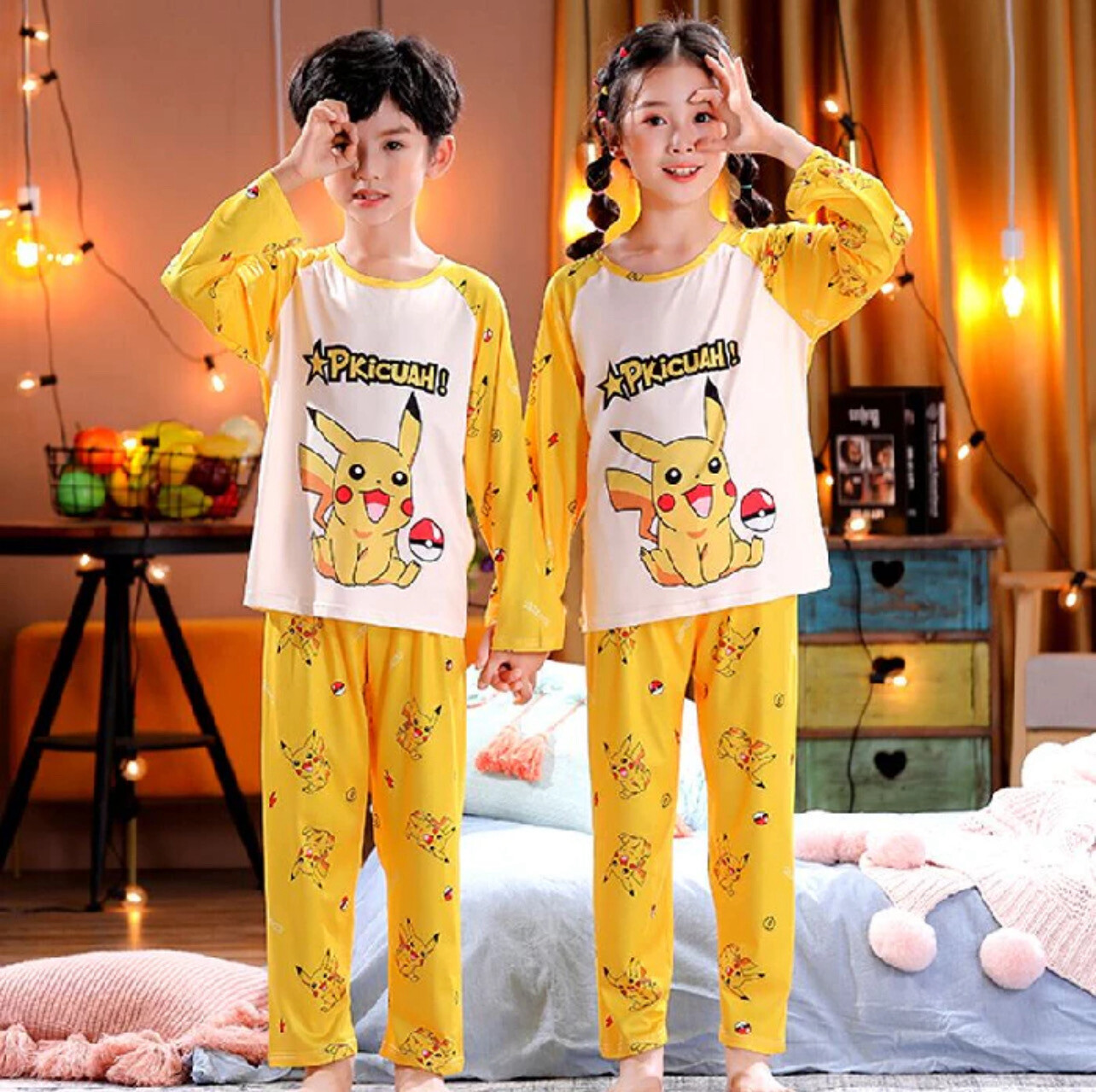 ￼Kids Pyjamas Cartoon O-Neck Pajamas  Fashion BoyGirl Pyjamas Cute Children Pajamas 1set