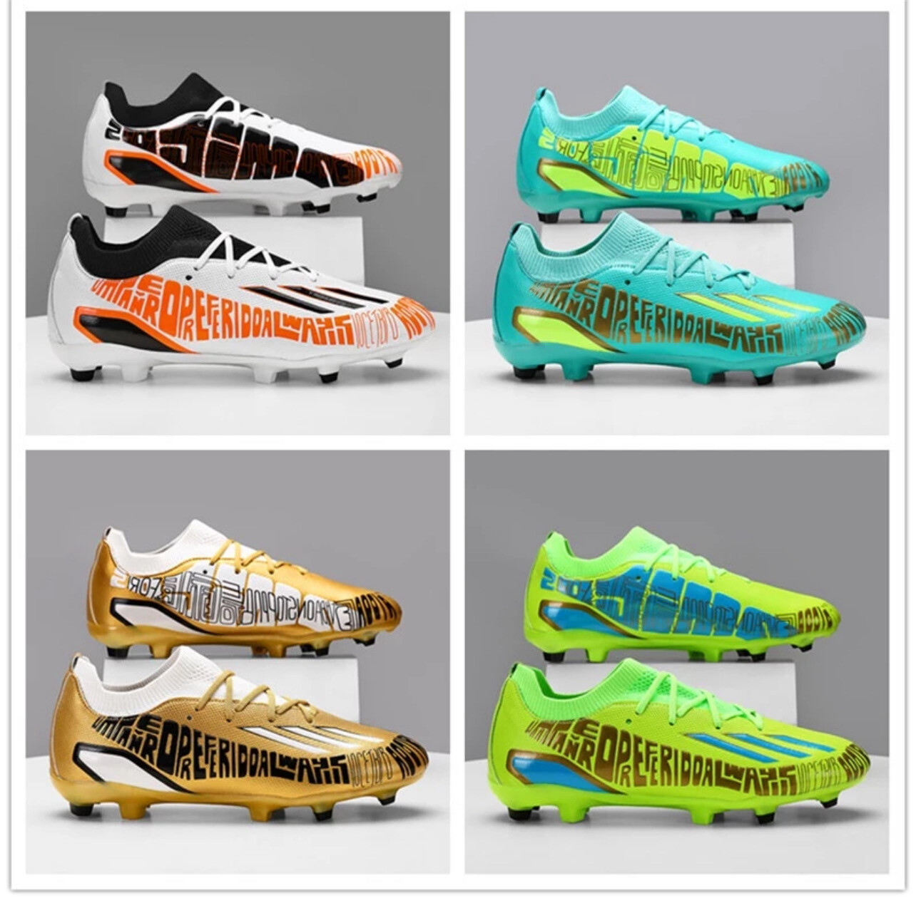 Ready Stock Size 34-45 High-Top Spike Football Boots Youth Football Boots Spike Football Boots Sports Shoes Men Women Training Shoes Competition Training Football Boots Grass Football Boots Futsal Foo