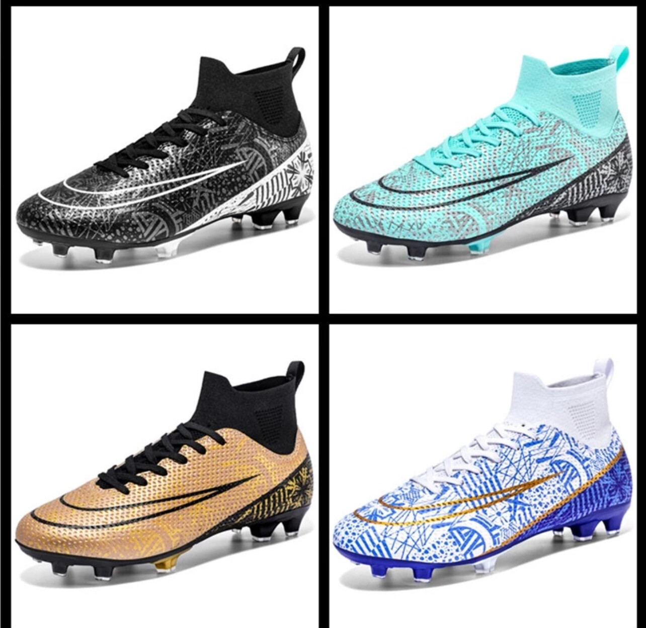 Quality Assurance Size 34-46 High-Top Football Boots Long Spike Football Boots Outdoor Training Shoes Grass Football Boots Professional Football Boots Land/Short Lawn Futsal Boots Broken Spike Footbal
