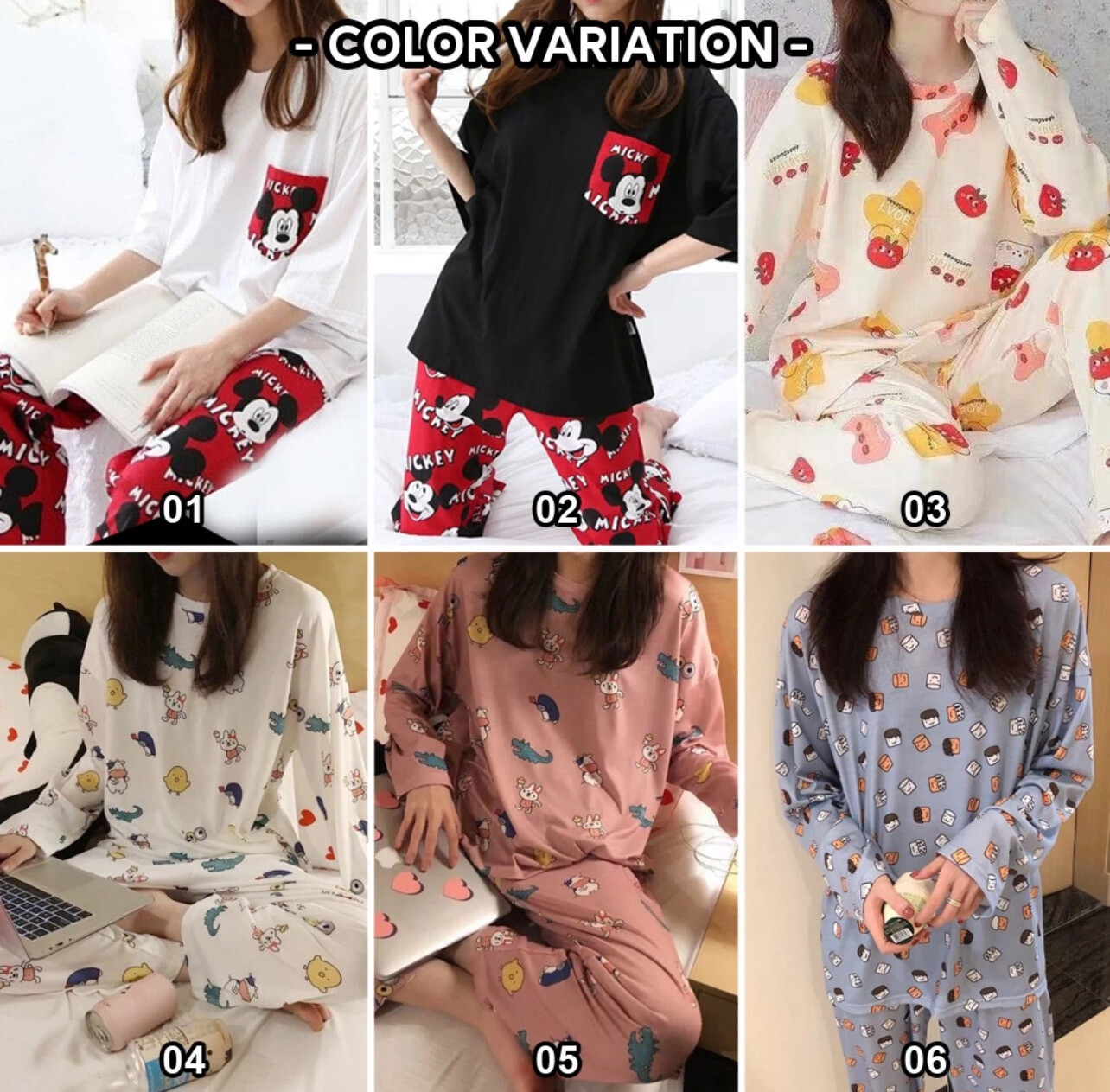 CUTE NAD Pyjamas Sleepwear Baju Tidur Perempuan 2set
