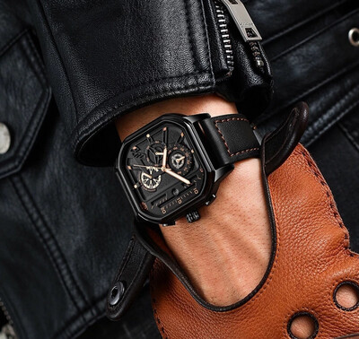 New Men&#39;s Square Watch High Beauty Belt Waterproof Quartz Watches 2pcs