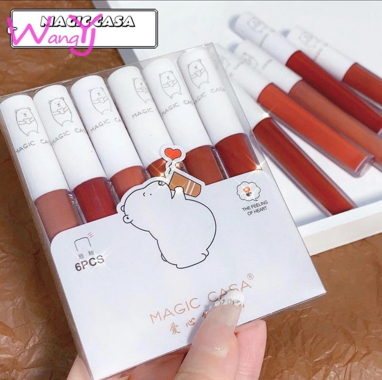 6 Sets of Boxed Matte Velvet Student Lipstick Lip Gloss 2set