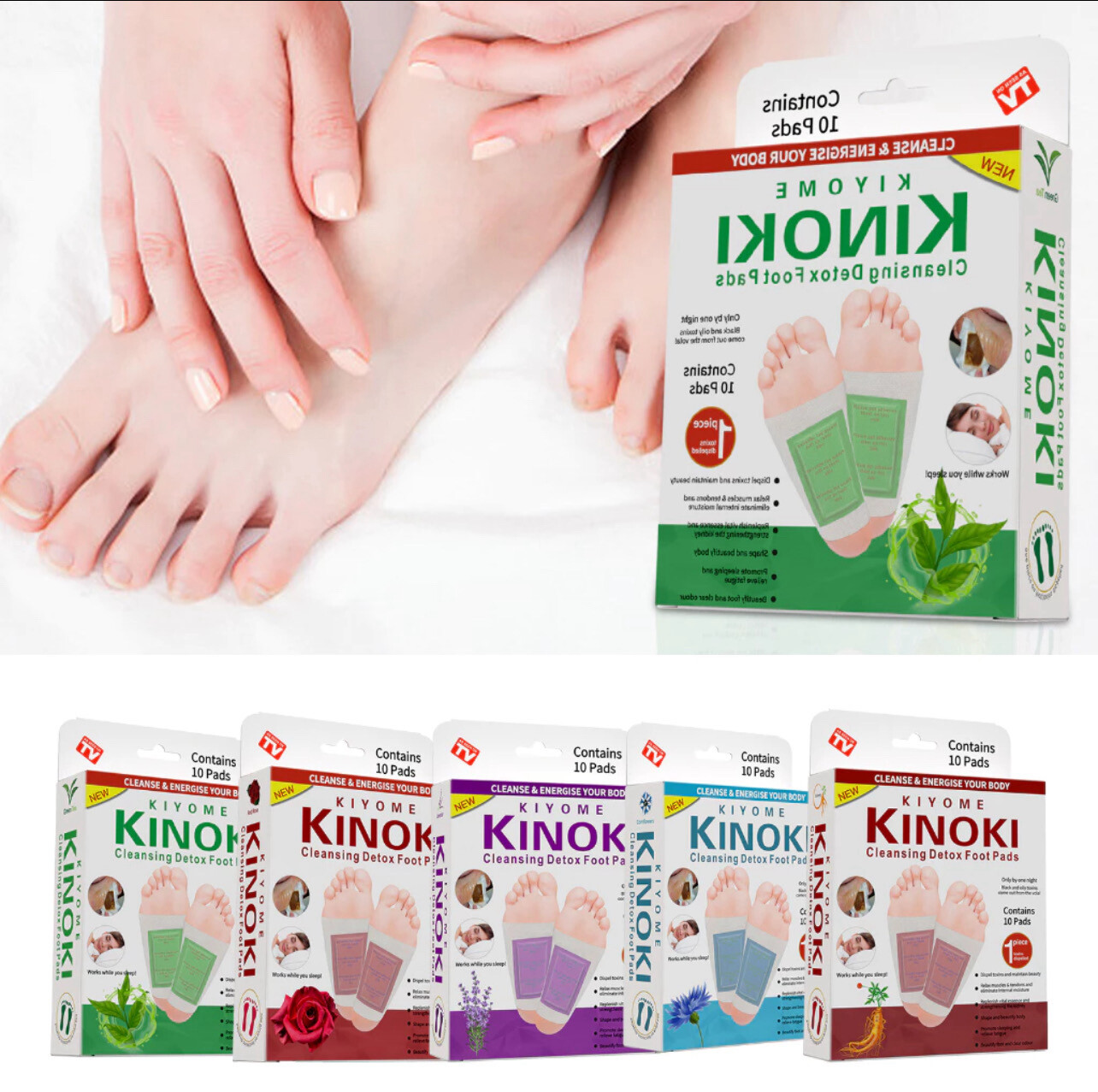 ￼kinoki Cleansing Foot Pads 10Pcs Body Foot Care Foot Patch for Detoxifying Foot Pads Foot Detoxifying Relief Stress Foot 4box