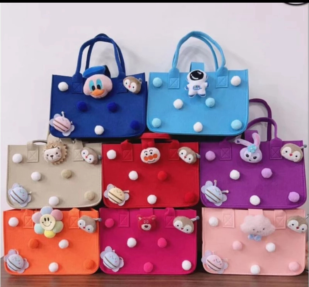 Ready Stock Baby Felt Bag Cartoon Handbag Gift Diaper felt Bag Storage Bag 2pcs