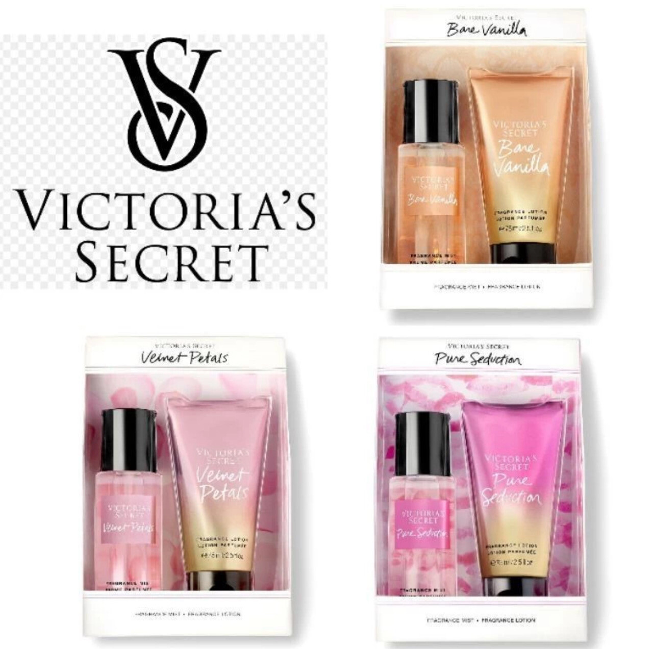 Victoria&#39;s secret Bare Vanilla 2 in 1 gift box set small combo set lotion+mist 75ml 1set