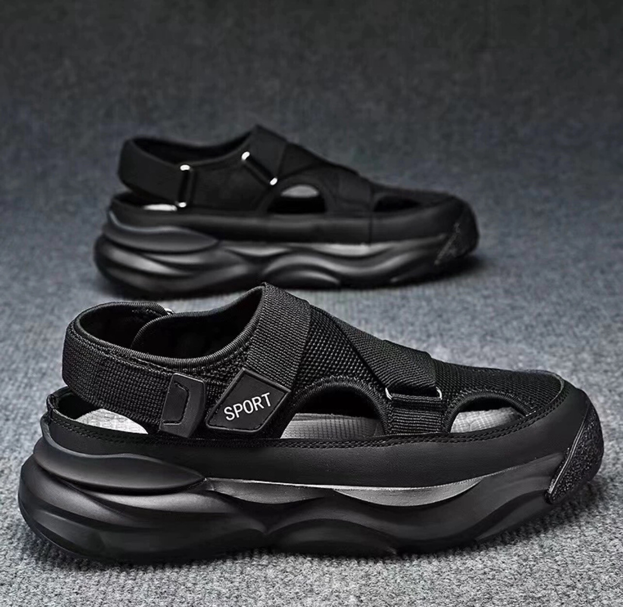￼Sandals men&#39;s 2023 new summer outside wear mesh hollow anti-odour Baotou hole outdoor beach sports sandals drag